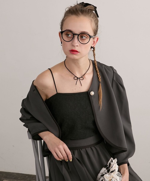 BONLECILL noir（ボンルシールノワール）の「【BONLECILL noir】カップ付き総レースベアキャミソール／ブラトップ（キャミソール・レディース・オフホワイト/ブラック/アイボリー・FREE）」の3枚目の写真