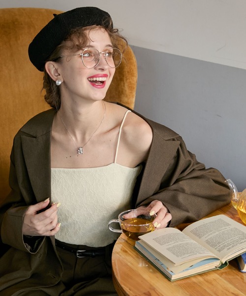 BONLECILL noir（ボンルシールノワール）の「【BONLECILL noir】カップ付き総レースベアキャミソール／ブラトップ（キャミソール・レディース・オフホワイト/ブラック/アイボリー・FREE）」の13枚目の写真