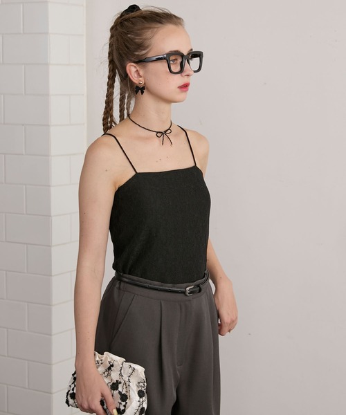 BONLECILL noir（ボンルシールノワール）の「【BONLECILL noir】カップ付き総レースベアキャミソール／ブラトップ（キャミソール・レディース・オフホワイト/ブラック/アイボリー・FREE）」の14枚目の写真