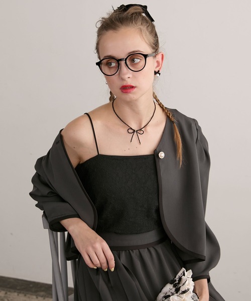 BONLECILL noir（ボンルシールノワール）の「【BONLECILL noir】カップ付き総レースベアキャミソール／ブラトップ（キャミソール・レディース・オフホワイト/ブラック/アイボリー・FREE）」の17枚目の写真