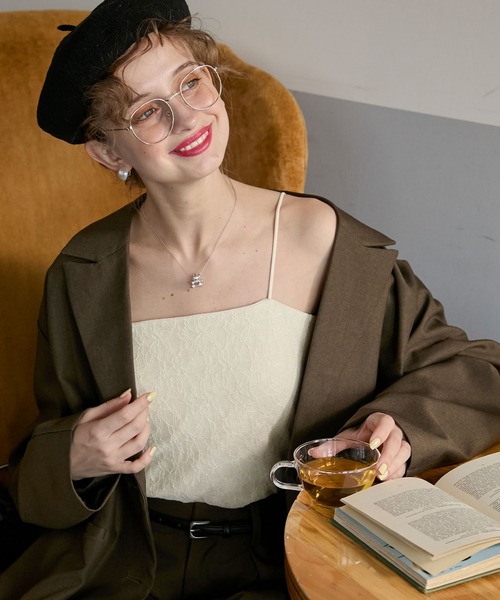 BONLECILL noir（ボンルシールノワール）の「【BONLECILL noir】カップ付き総レースベアキャミソール／ブラトップ（キャミソール・レディース・オフホワイト/ブラック/アイボリー・FREE）」の11枚目の写真