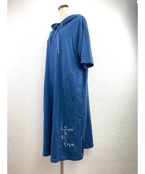Rydia（リディア）の「インディゴ天竺BIGパーカーワンピース（ワンピース・レディース・ブルー/ネイビー・M）」の7枚目の写真