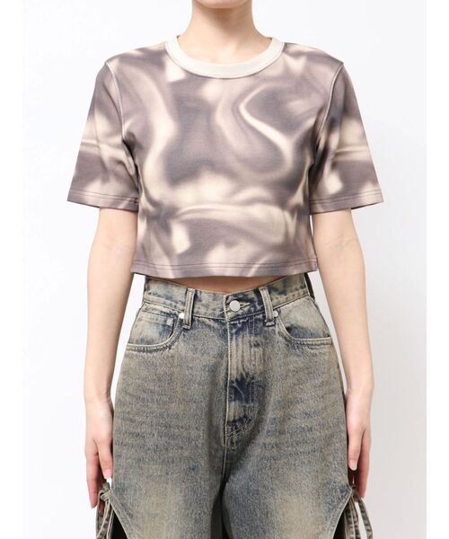 EMODA（エモダ）の「ボクシーパターンTシャツ（Tシャツ/カットソー・レディース・ブルー/ベージュ・FREE）」の2枚目の写真