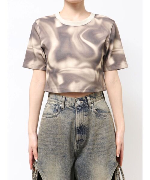 EMODA（エモダ）の「ボクシーパターンTシャツ（Tシャツ/カットソー・レディース・ブルー/ベージュ・FREE）」の4枚目の写真