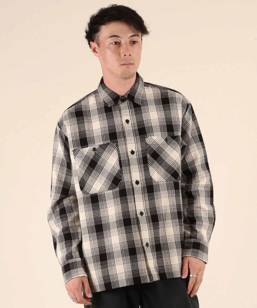 人気 好配色 RRL BLK×WHT FLANNEL SHIRT 白黒 DNSR】Oversized flannel check shirt | OUR BRAND,DNSR | PRESSING