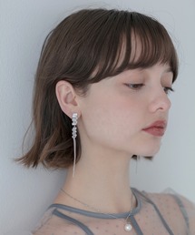Leja(レジャ)の【LEJA】ビジューロングチェーンピアス結婚式 パーティー 成人式 二次会 同窓会 お呼ばれ オケージョン 20代 30代(ピアス(両耳用))