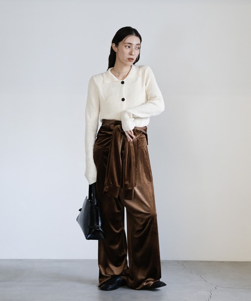 フロントジップベロアオールインワン（つなぎ/オールインワン