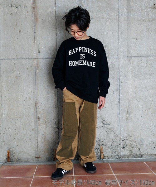 MAKE YOUR DAY（メイクユアデイ）の「HOMEMADEロゴファミリー裏毛トレーナー■150.160cm（スウェット・キッズ・ミント/ライトグレー/ブラック・160/150）」の9枚目の写真