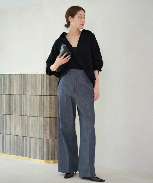 Plage プラージュ DENIM SEMI FLARED パンツ グレー セール】Semi Flared デニムパンツ（デニムパンツ）｜Plage