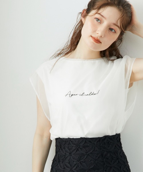 12Twelve Agenda（トゥエルブ　アジェンダ）の「シアーロゴTシャツ（Tシャツ/カットソー・レディース・オフホワイト/ブラック・M）」の2枚目の写真