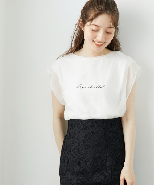 12Twelve Agenda（トゥエルブ　アジェンダ）の「シアーロゴTシャツ（Tシャツ/カットソー・レディース・オフホワイト/ブラック・M）」の3枚目の写真
