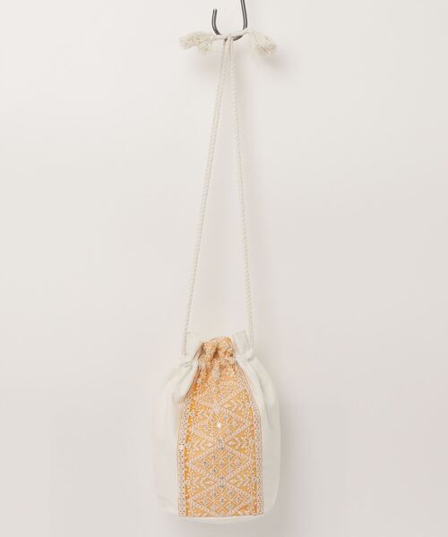 インド刺繍リボン丸底巾着BAG（トートバッグ）｜MOTO（モト）の