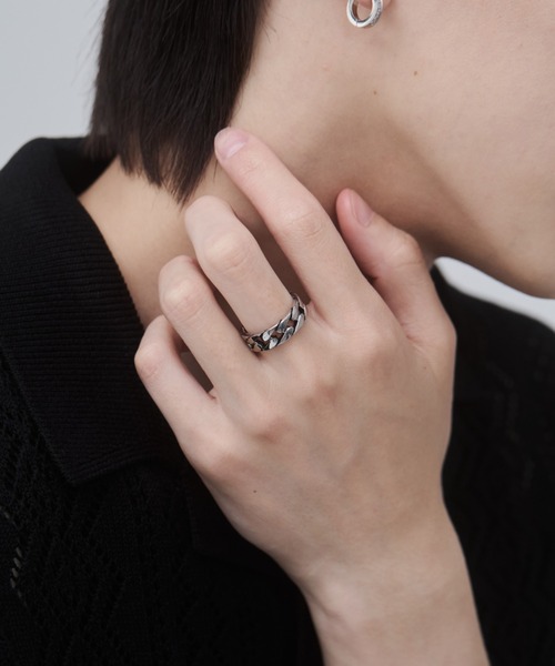 WYZ surgical stainless(ダブリューワイジィーサージカルステンレス)の「【 金属アレルギー対応 】チェーンデザインリング サージカルステンレス(リング・メンズ・シルバー/ゴールド・16号/18号/20号)」の12枚目の写真