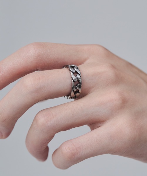 WYZ surgical stainless(ダブリューワイジィーサージカルステンレス)の「【 金属アレルギー対応 】チェーンデザインリング サージカルステンレス(リング・メンズ・シルバー/ゴールド・16号/18号/20号)」の9枚目の写真