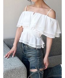 RESEXXY | オフショルシャーリングチュニック(シャツ/ブラウス)