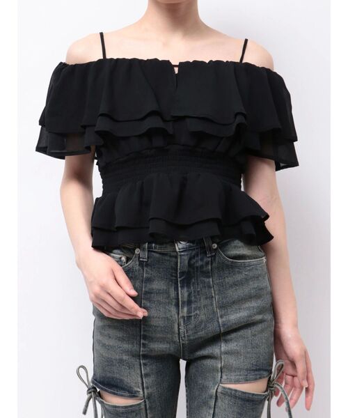 RESEXXY(リゼクシー)の「オフショルシャーリングチュニック(シャツ/ブラウス・レディース・ブラック/イエロー/ホワイト・FREE)」の10枚目の写真