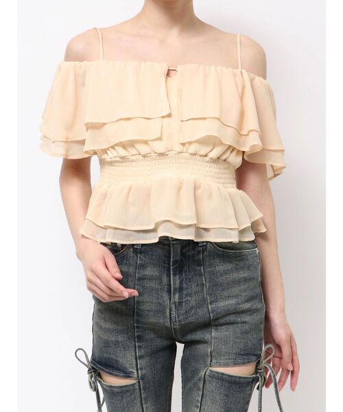 RESEXXY(リゼクシー)の「オフショルシャーリングチュニック(シャツ/ブラウス・レディース・ブラック/イエロー/ホワイト・FREE)」の11枚目の写真