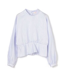 新品未使用✴︎Ebure 定4.2万 コットンシルク シャツブラウス 38 ブルー レディースのシャツ/ブラウス（ブルー・ネイビー/青色系・シルク