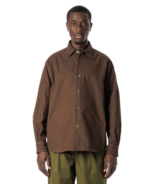 Sandinista（サンディニスタ）の「Vintage Nel Shirt / ヴィンテージ風無地ネルシャツ（シャツ/ブラウス・メンズ・ブラウン/ブラック・LARGE/MEDIUM/SMALL）」の5枚目の写真