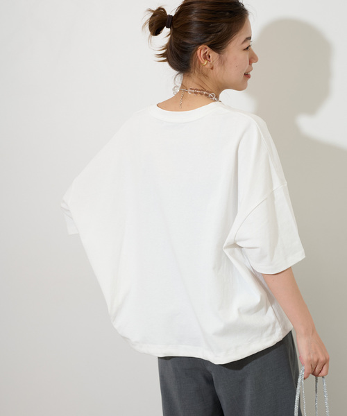 JOURNAL STANDARD relume(ジャーナルスタンダード レリューム)の「《追加3》ギャザーヘムショートスリーブTシャツ(Tシャツ/カットソー・レディース・ホワイト/ライトグレー/ベージュ/ブラック・FREE)」の5枚目の写真