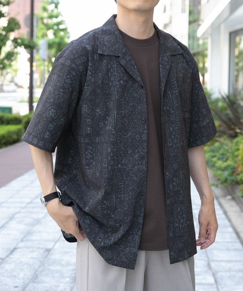 ITEMS URBANRESEARCH（アイテムズ アーバンリサーチ）の「Batik Print Open Collar shirts（シャツ/ブラウス・メンズ・ブラウン/カーキ/ブラック・MEDIUM/LARGE）」の6枚目の写真