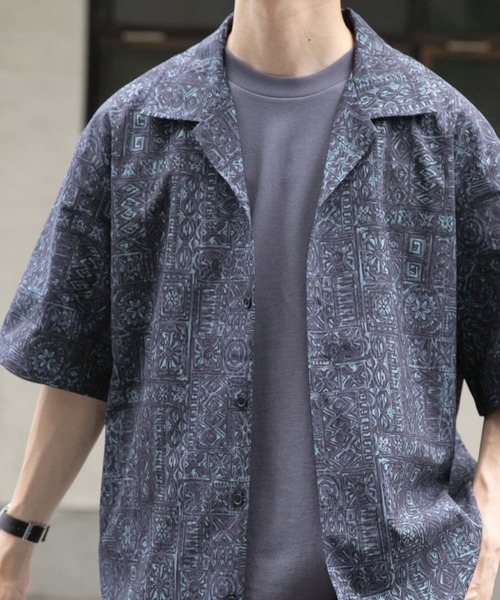 ITEMS URBANRESEARCH（アイテムズ アーバンリサーチ）の「Batik Print Open Collar shirts（シャツ/ブラウス・メンズ・ブラウン/カーキ/ブラック・MEDIUM/LARGE）」の8枚目の写真