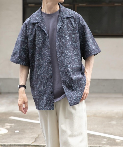 ITEMS URBANRESEARCH（アイテムズ アーバンリサーチ）の「Batik Print Open Collar shirts（シャツ/ブラウス・メンズ・ブラウン/カーキ/ブラック・MEDIUM/LARGE）」の9枚目の写真