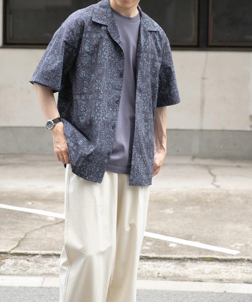 ITEMS URBANRESEARCH（アイテムズ アーバンリサーチ）の「Batik Print Open Collar shirts（シャツ/ブラウス・メンズ・ブラウン/カーキ/ブラック・MEDIUM/LARGE）」の10枚目の写真