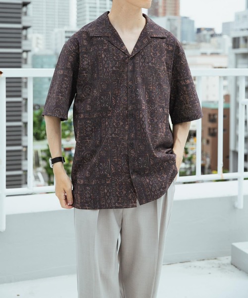 ITEMS URBANRESEARCH（アイテムズ アーバンリサーチ）の「Batik Print Open Collar shirts（シャツ/ブラウス・メンズ・ブラウン/カーキ/ブラック・MEDIUM/LARGE）」の13枚目の写真