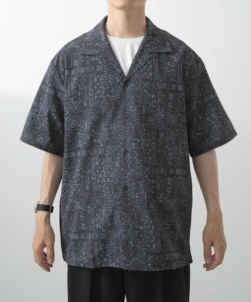 ITEMS URBANRESEARCH（アイテムズ アーバンリサーチ）の「Batik Print Open Collar shirts（シャツ/ブラウス・メンズ・ブラウン/カーキ/ブラック・MEDIUM/LARGE）」の16枚目の写真