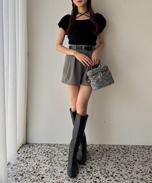 one after another NICE CLAUP（ワンアフターアナザーナイスクラップ）の「【新色追加】チャーム付きキルティングバニティバッグ（ショルダーバッグ・レディース・ブラック系その他/ピンク/ブラック系その他2/アイボリー/ブラック/サックスブルー・FREE）」の20枚目の写真