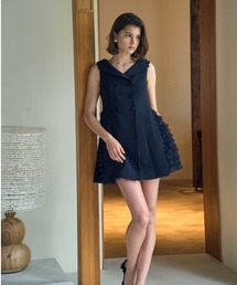 Shoulder Ribbon Satin Drape one piece ショルダーリボンサテン