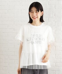 THE SHOP TK （ザ ショップ ティーケー ）の「【セットアイテム】チュール×ロゴTシャツ/洗える（Tシャツ/カットソー・レディース）」