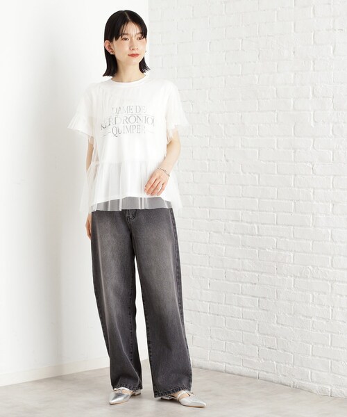 THE SHOP TK / ザ ショップ ティーケー 【セットアイテム】チュール×ロゴTシャツ/洗える THE SHOP TK｜【セットアイテム】チュール*ロゴTシャツ/洗える