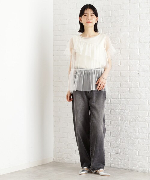THE SHOP TK / ザ ショップ ティーケー 【セットアイテム】チュール×ロゴTシャツ/洗える THE SHOP TK｜【セットアイテム】チュール*ロゴTシャツ/洗える