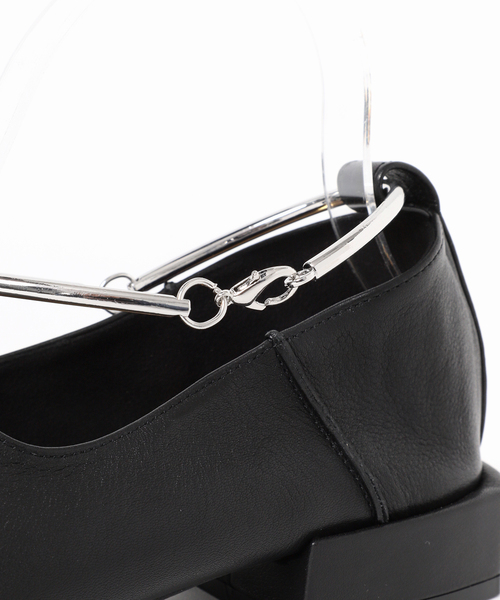 追加》GRISEレザースクエアクロスシームアンクルフラット（その他