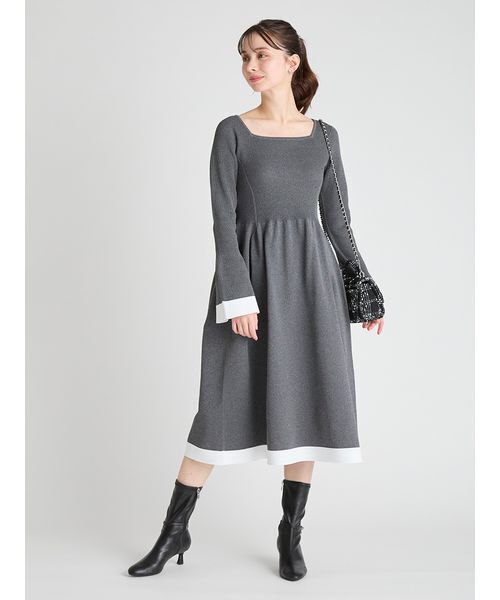 ベルスリーブホールガーメントニットワンピース（ワンピース