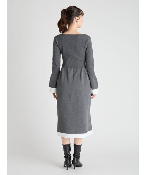 ベルスリーブホールガーメントニットワンピース（ワンピース