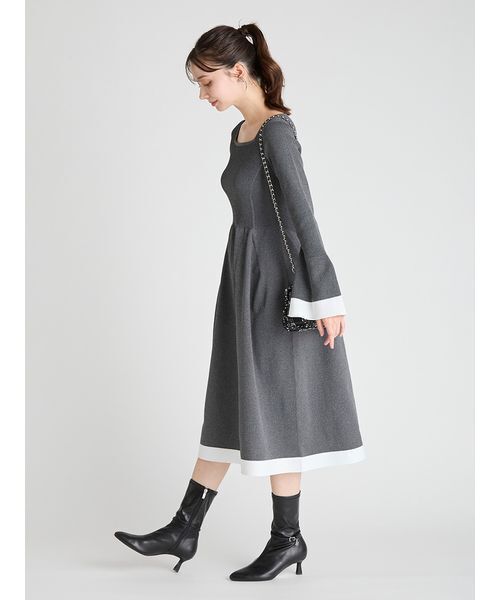 ベルスリーブホールガーメントニットワンピース（ワンピース