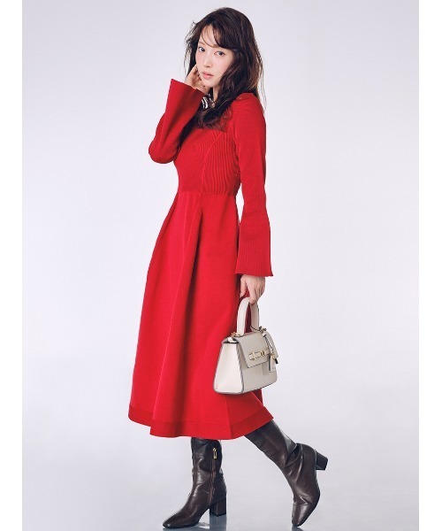 セール】ベルスリーブホールガーメントニットワンピース（ワンピース