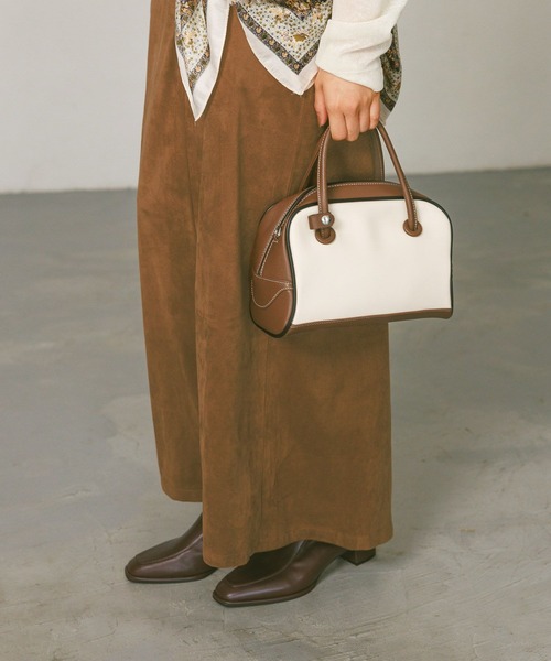 BAYFLOW（ベイフロー）の「レザー配色ボストン（ハンドバッグ・レディース・バーガンディー/ブラック/オフホワイト・FREE）」の2枚目の写真