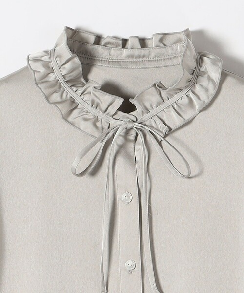 SHIPS any:〈洗濯機可能〉サテン フリル カラー リボン シャツ