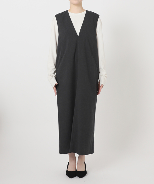 WEB限定/追加》TR Vネックジャンパースカート（ワンピース）｜SLOBE