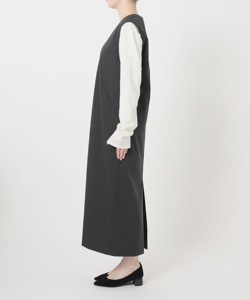 WEB限定/追加》TR Vネックジャンパースカート（ワンピース）｜SLOBE