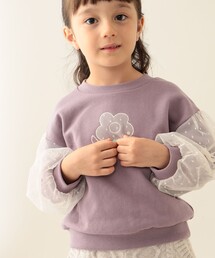 BEAMS mini | チュールスリーブ キラキラ スウェット 2025FW（90～140cm）(スウェット)
