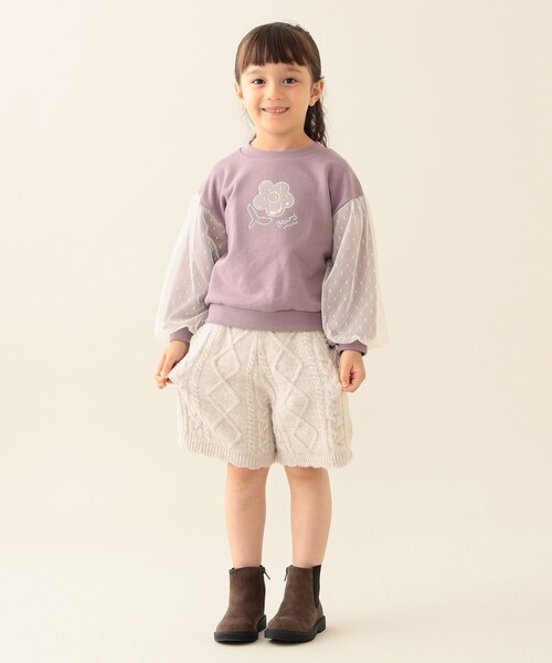 BEAMS mini（ビームスミニ）の「チュールスリーブ キラキラ スウェット 2025FW（90～140cm）（スウェット・キッズ・パープル系その他4/ネイビー・140/130/120/110/100/90）」の5枚目の写真