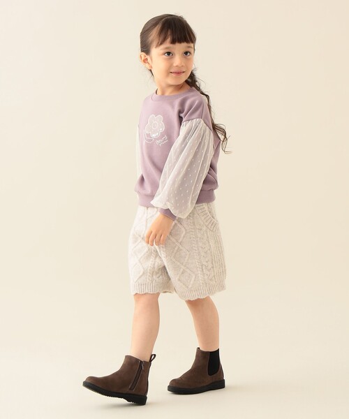 BEAMS mini（ビームスミニ）の「チュールスリーブ キラキラ スウェット 2025FW（90～140cm）（スウェット・キッズ・パープル系その他4/ネイビー・140/130/120/110/100/90）」の6枚目の写真