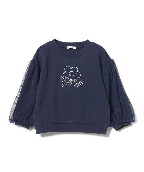 BEAMS mini（ビームスミニ）の「チュールスリーブ キラキラ スウェット 2025FW（90～140cm）（スウェット・キッズ・パープル系その他4/ネイビー・140/130/120/110/100/90）」の7枚目の写真