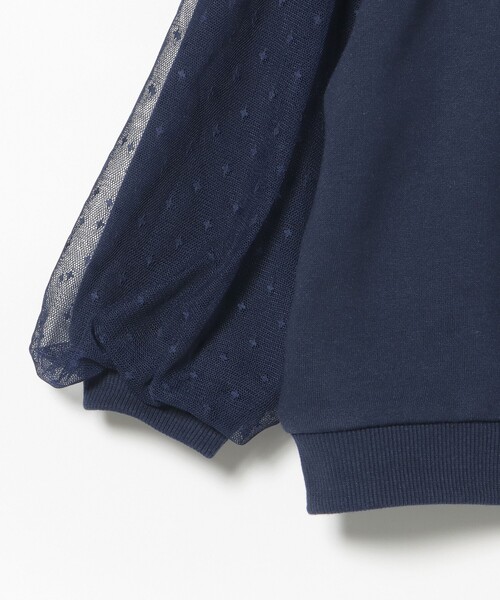 BEAMS mini（ビームスミニ）の「チュールスリーブ キラキラ スウェット 2025FW（90～140cm）（スウェット・キッズ・パープル系その他4/ネイビー・140/130/120/110/100/90）」の9枚目の写真