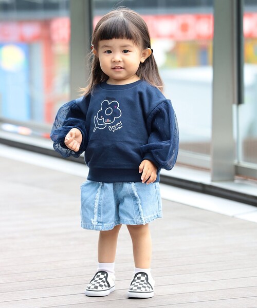 BEAMS mini（ビームスミニ）の「チュールスリーブ キラキラ スウェット 2025FW（90～140cm）（スウェット・キッズ・パープル系その他4/ネイビー・140/130/120/110/100/90）」の16枚目の写真